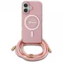 Guess GUHMP16SHCTSGNSP Θήκη iPhone 16 6,1 inch Ροζ Crossbody Cord Script MagSafe