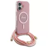 Guess GUHMP16SHCTSGNSP Θήκη iPhone 16 6,1 inch Ροζ Crossbody Cord Script MagSafe