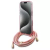 Guess GUHMP16SHCTSGNSP Θήκη iPhone 16 6,1 inch Ροζ Crossbody Cord Script MagSafe