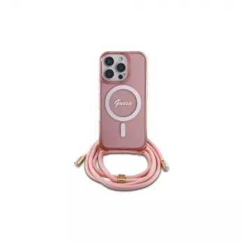 Guess GUHMP16XHCTSGNSP Θήκη iPhone 16 Pro Max 6,9 inch Ροζ Crossbody Cord Script MagSafe