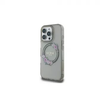 Guess GUHMP16LHFWFCK Θήκη iPhone 16 Pro IML Flowers Wreath MagSafe Μαύρη