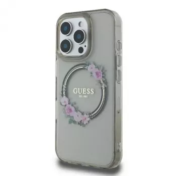 Guess GUHMP16XHFWFCK Θήκη iPhone 16 Pro Max 6.9 Μαύρη IML Flowers Wreath MagSafe