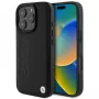 BMW Hot Stamp Leather Θήκη για iPhone 16 Pro 6,3 inch Μαύρη