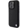 BMW Hot Stamp Leather Θήκη για iPhone 16 Pro 6,3 inch Μαύρη