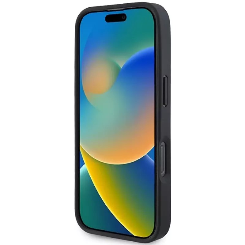 BMW Hot Stamp Leather Θήκη για iPhone 16 Pro 6,3 inch Μαύρη