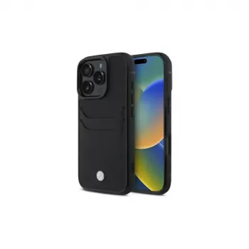 BMW Signature Leather Θήκη με Θήκη Καρτών για Apple iPhone 16 Pro Max 6,9 inch Μαύρη