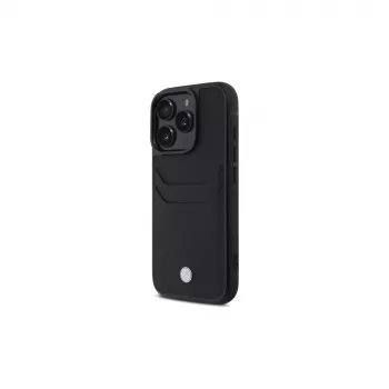 BMW Signature Leather Θήκη με Θήκη Καρτών για Apple iPhone 16 Pro Max 6,9 inch Μαύρη