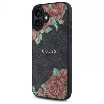 Guess GUHMP16SP4ROPEMCK Θήκη για Apple iPhone 16 6,1 inch Μαύρη 4G Flowers Print MagSafe