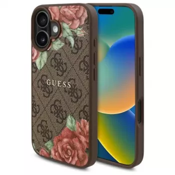Guess GUHMP16SP4ROPEMCW Θήκη για Apple iPhone 16 6,1 inch Καφέ 4G Flowers Print MagSafe