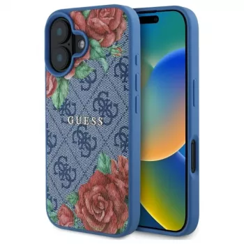 Guess GUHMP16SP4ROPEMCB Θήκη iPhone 16 6,1 inch Μπλε 4G Flowers Print MagSafe