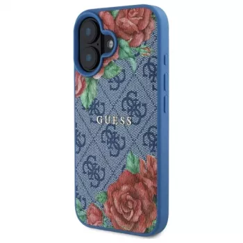 Guess GUHMP16SP4ROPEMCB Θήκη iPhone 16 6,1 inch Μπλε 4G Flowers Print MagSafe