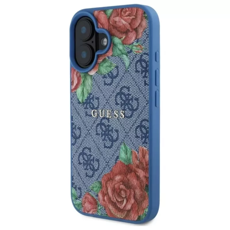 Guess GUHMP16SP4ROPEMCB Θήκη iPhone 16 6,1 inch Μπλε 4G Flowers Print MagSafe