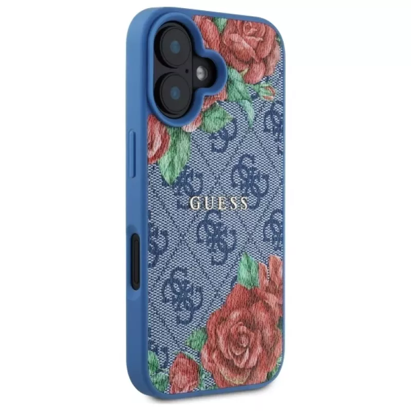 Guess GUHMP16SP4ROPEMCB Θήκη iPhone 16 6,1 inch Μπλε 4G Flowers Print MagSafe