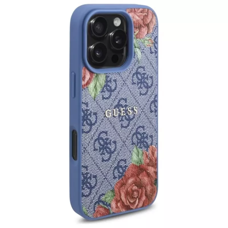 Guess GUHMP16LP4ROPEMCB Θήκη iPhone 16 Pro 6,3 inch Μπλε 4G Flowers Print MagSafe