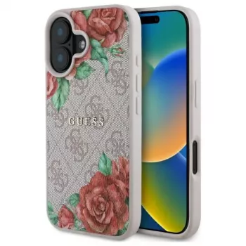 Guess GUHMP16SP4ROPEMCP Θήκη για Apple iPhone 16 6,1 inch Ροζ με Μοτίβο Λουλουδιών MagSafe