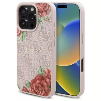Guess GUHMP16LP4ROPEMCP Θήκη για iPhone 16 Pro 6,3 inch ροζ 4G Flowers Print MagSafe