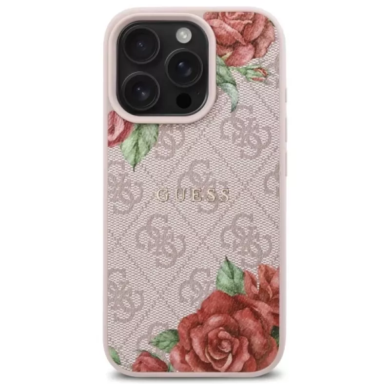 Guess GUHMP16XP4ROPEMCP iPhone 16 Pro Max 6,9 inch ροζ θήκη 4G Flowers Print MagSafe