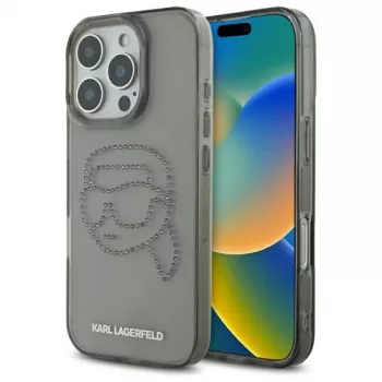 Karl Lagerfeld IML Rhinestones Karl Head Θήκη για iPhone 16 Pro Max (μαύρο)