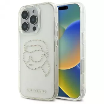 Karl Lagerfeld IML Rhinestones Karl Head Θήκη πλάτης για iPhone 16 Pro Max (διαφανές)