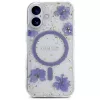 Guess Resin Flowers Glitter Θήκη MagSafe για iPhone 16 μωβ