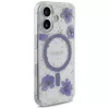 Guess Resin Flowers Glitter Θήκη MagSafe για iPhone 16 μωβ