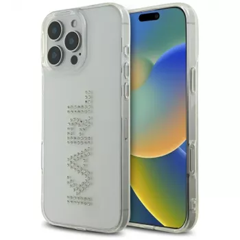 Karl Lagerfeld IML Rhinestones Logo Θήκη για iPhone 16 Pro, διαφανές