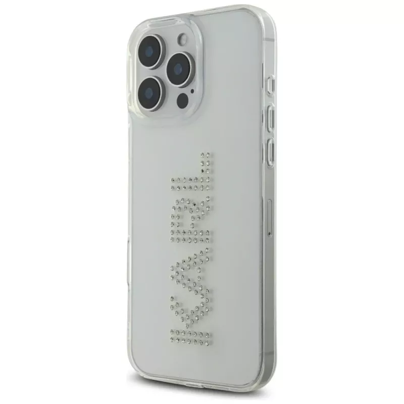 Karl Lagerfeld IML Rhinestones Logo Θήκη για iPhone 16 Pro, διαφανές