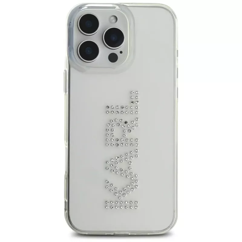 Karl Lagerfeld IML Rhinestones Logo Θήκη για iPhone 16 Pro, διαφανές