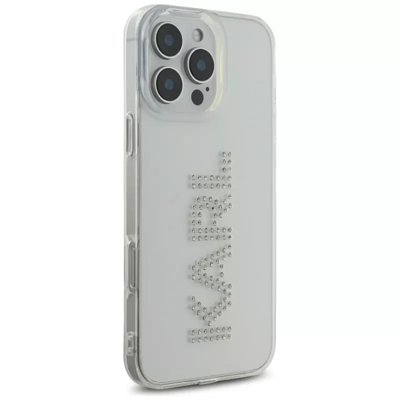 Karl Lagerfeld IML Rhinestones Logo Θήκη για iPhone 16 Pro, διαφανές