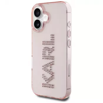 Karl Lagerfeld IML Rhinestones Logo Θήκη πλάτης για iPhone 16, ροζ