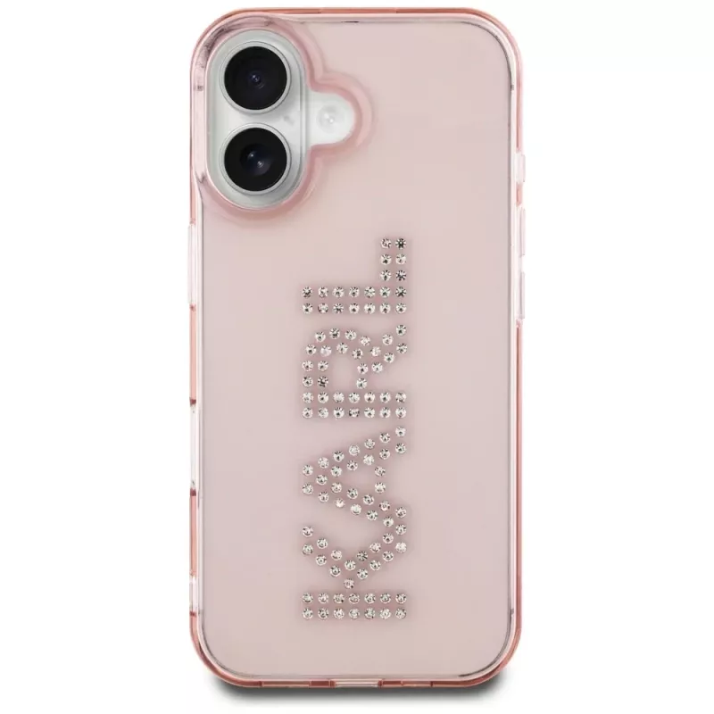 Karl Lagerfeld IML Rhinestones Logo Θήκη πλάτης για iPhone 16, ροζ