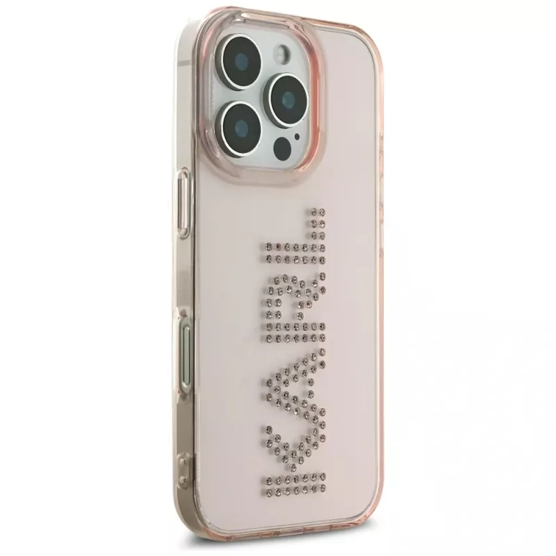 KARL LAGERFELD IML Rhinestones Logo Θήκη για iPhone 16 Pro ροζ