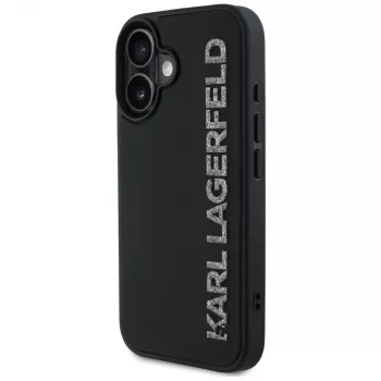 KARL LAGERFELD HC 3D Rubber Elongated Glitter Θήκη για iPhone 16, μαύρο