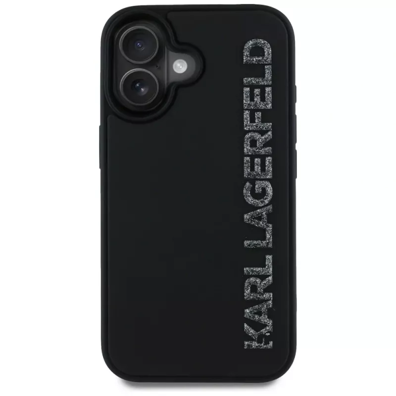 KARL LAGERFELD HC 3D Rubber Elongated Glitter Θήκη για iPhone 16, μαύρο