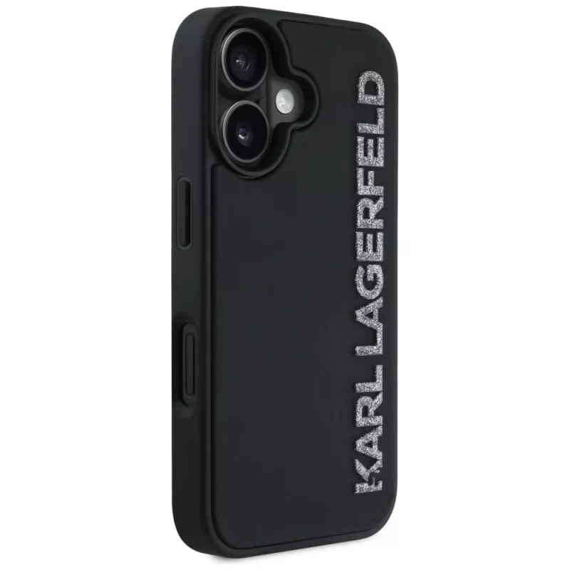 KARL LAGERFELD HC 3D Rubber Elongated Glitter Θήκη για iPhone 16, μαύρο