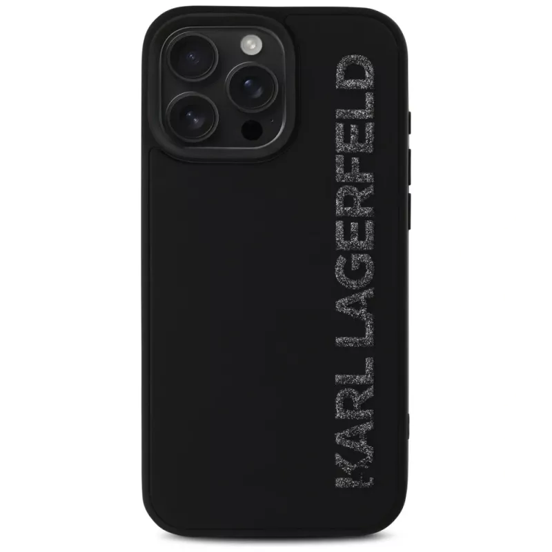 KARL LAGERFELD HC 3D Rubber Elongated Glitter Θήκη για Apple iPhone 16 Pro, μαύρο