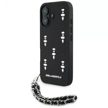 Karl Lagerfeld Saffiano Crystals with Chain Case για iPhone 16 Μαύρο