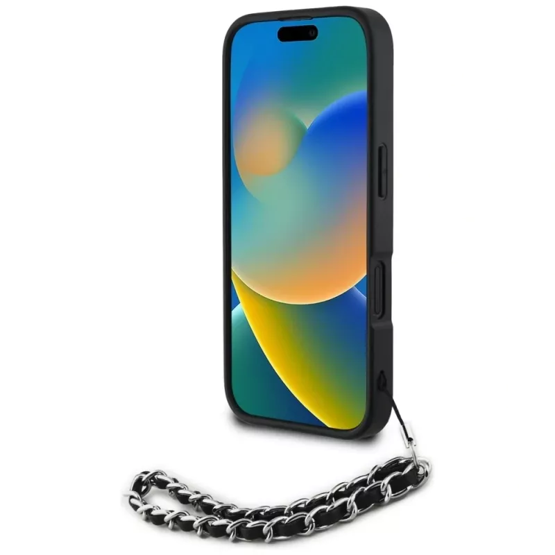Karl Lagerfeld Saffiano Crystals with Chain Case για iPhone 16 Μαύρο