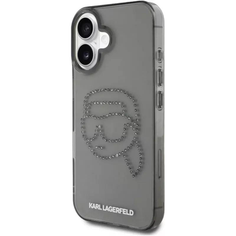 Karl Lagerfeld IML Rhinestones Karl Head Θήκη για iPhone 16 (μαύρο)