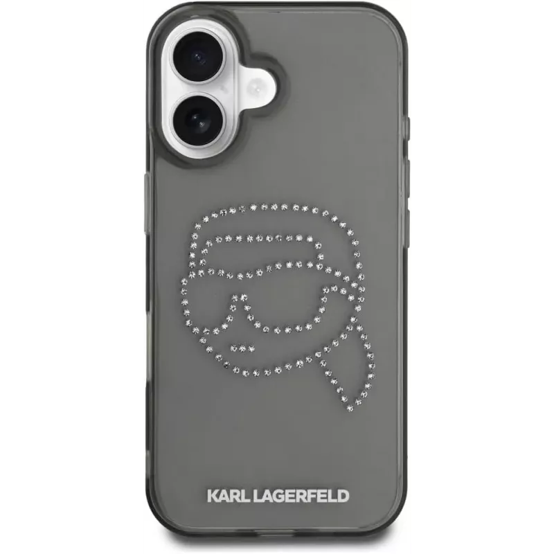 Karl Lagerfeld IML Rhinestones Karl Head Θήκη για iPhone 16 (μαύρο)