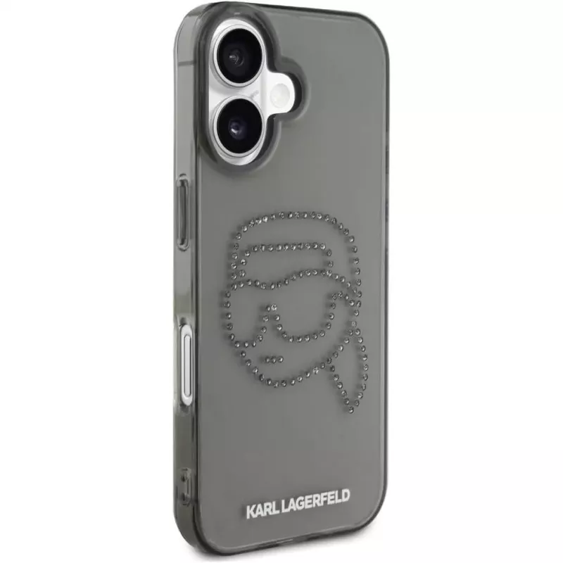 Karl Lagerfeld IML Rhinestones Karl Head Θήκη για iPhone 16 (μαύρο)
