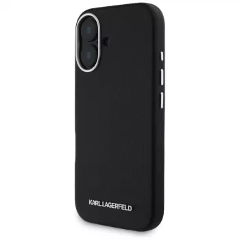 Karl Lagerfeld Saffiano FullWrapped Elongated Metal Logo Θήκη MagSafe για iPhone 16 μαύρο