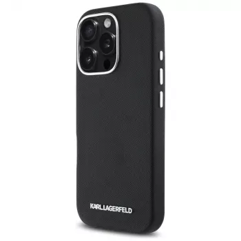Karl Lagerfeld Saffiano Full Wrapped Elongated Metal Logo Θήκη MagSafe για iPhone 16 Pro μαύρο