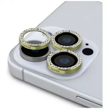 2-in-1 Guess BP Rhinestone Screen and Camera Lens Protector Kit για iPhone 16 Pro Max Χρυσό