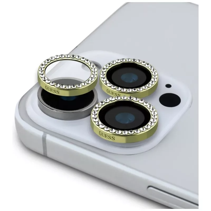 2-in-1 Guess BP Rhinestone Screen and Camera Lens Protector Kit για iPhone 16 Pro Max Χρυσό
