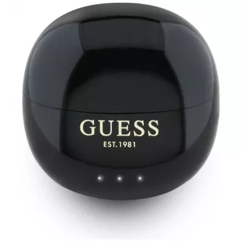 Guess Glossy Effect EggShape Printed Classic Logo TWS Ακουστικά Μαύρα