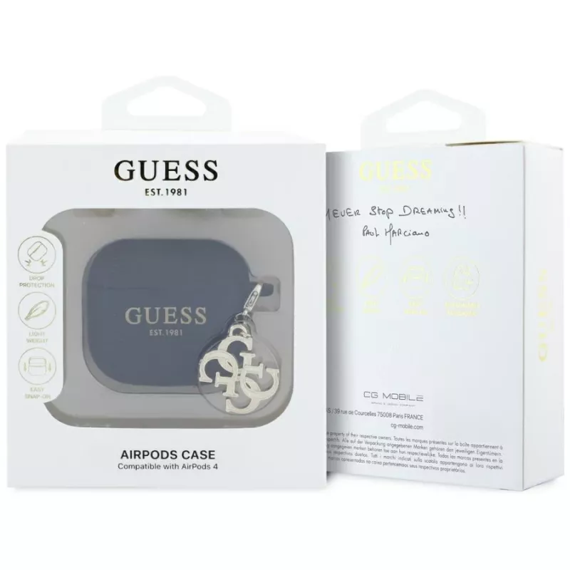 Guess Silicone 4G Charm Θήκη για AirPods 4 - Μαύρο