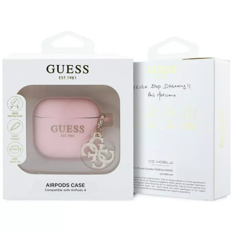Guess GUA4LECG4P AirPods 4 Θήκη Ροζ Silicone 4G Charm