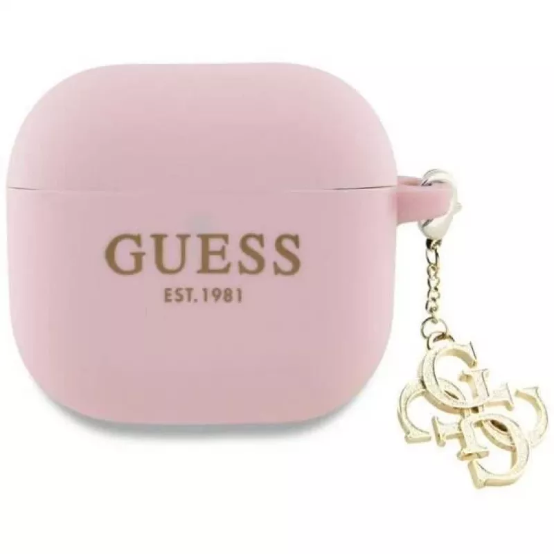 Guess GUA4LECG4P AirPods 4 Θήκη Ροζ Silicone 4G Charm