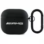 AMG AMA4SLWK AirPods 4 Θήκη Μαύρο Δέρμα Λευκό Λογότυπο